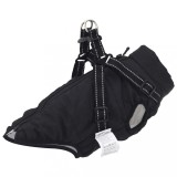 vidaXL Haină c&acirc;ini cu ham impermeabilă reflectorizantă, negru, L36