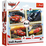 PUZZLE 4IN1 CARS - PE LOCURI, FITI FATA, START SuperHeroes ToysZone, Trefl