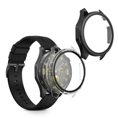 Set 2 Huse Kwmobile cu sticla securizata pentru Huawei Watch GT 4 (46mm), Transparent/Negru, Plastic, KWM0000254O002C foto