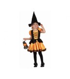 Costum carnaval Vrajitoare Portocalie pentru copii, marime 92/104cm ( 3-4 ani)