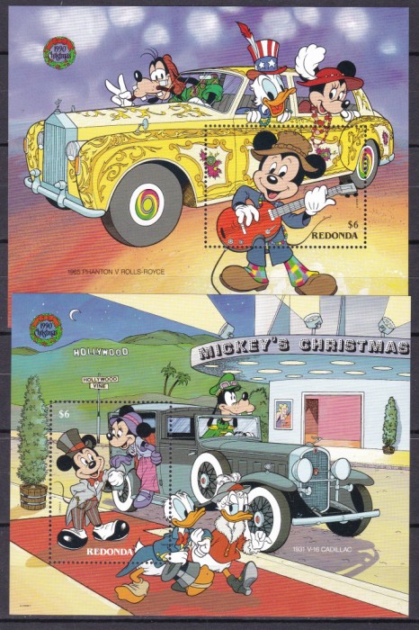 Redonda 1990 Disney automobile 2 blocuri MNH