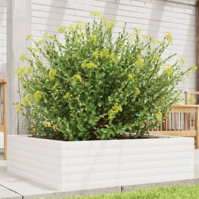 Gossi jardiniera de gradina, alb, 80x80x23 cm, lemn masiv de pin foto