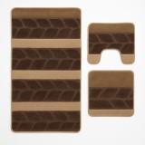 Set 3 Covorase de Baie Antiderapante , Design Liniar, Culoare Maro