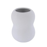 Suport Periuțe Striat Ceramică &ndash; Alb