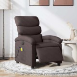 VidaXL Fotoliu electric de masaj rabatabil, maro &icirc;nchis, textil