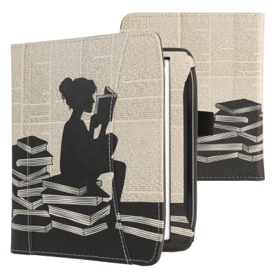Husa cu buzunar Kwmobile pentru PocketBook Era, Negru/Bej, Piele ecologica, KWM000016ZC012C foto