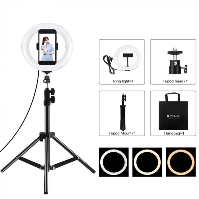 Tpod și clemă mobilă pentru Selfie de LED, 7,9 inchi, kit de lumini pentru vlogg