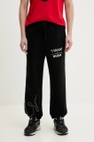 HUGO pantaloni de trening barbati, culoarea negru, cu imprimeu, 50531760