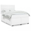 VidaXL Pat box spring cu saltea, alb, 160x200 cm, piele ecologică 3293029