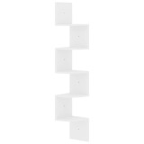 Cumpara ieftin Raft de perete de colt, alb lucios, 19x19x123cm, lemn prelucrat