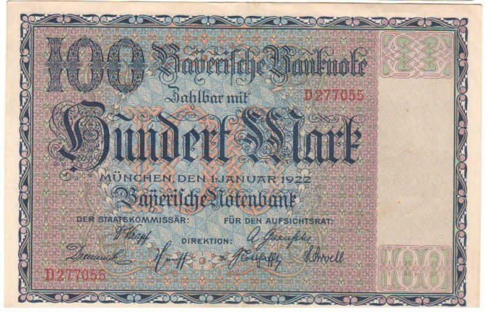 SV * Germania 100 MARK 1923 (1 Ianuarie) +/- XF