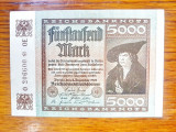 C567-I- Bancnota Germania Reich veche 5000 DM 1922 necirculata.