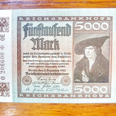 C567-I- Bancnota Germania Reich veche 5000 DM 1922 necirculata.