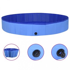 Piscină pentru c&acirc;ini pliabilă, albastru, 300 x 40 cm, PVC