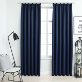 Gossi draperii opace cu carlige, 2 buc., albastru, 140 x 175 cm