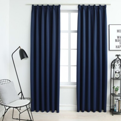 Gossi draperii opace cu carlige, 2 buc., albastru, 140 x 175 cm foto