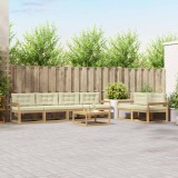 vidaXL Set de canapele de exterior cu pernă 6 pcs Alb și crem 3386084