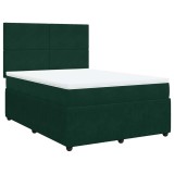 Cumpara ieftin Pat box spring cu saltea, verde inchis, 140x190 cm, catifea