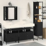 Set mobilă baie 4 piese din lemn stejar negru