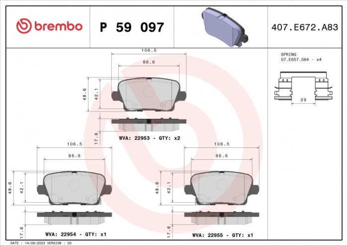BREMBO P 59 097 PRIME LINE set placute frana,frana disc