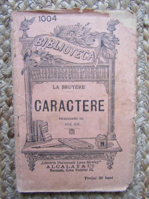 CARACTERE de LA BRUYERE , EDITIE INTERBELICA foto