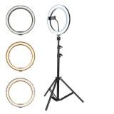 Cumpara ieftin Kit Lampa Circulara LED 35cm cu Trepied 1.7m, Telecomanda, 30W, 3200K-5500K, Stativ Metalic Inclus, Fotografie/Video, GTL