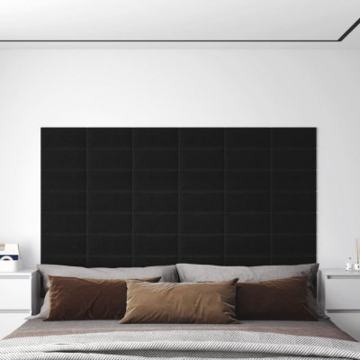 vidaXL Panouri de perete 12 buc. negru 30x15 cm textil 0,54 m&amp;sup2; foto