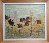 Aurel MĂRGINEANU (-1986)-Vechi şi nou (1979), pictură participare expo, Peisaje, Ulei, Realism