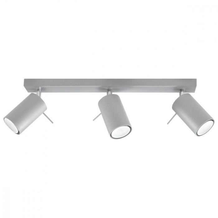 Lustră De Tavan Ring Gri Oțel 3 Becuri Tub Modern De Interior