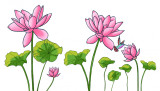Sticker decorativ, Flore roz pal, 150 cm, 396STK-3