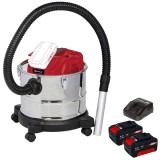 Einhell TE-AV 18/15 Li C PXC + Twinpack + 4514095 - Aspirator pentru cenusa 100 mbar + Set 2 acumulatori si incarcator Li-Ion 18 V 4 Ah