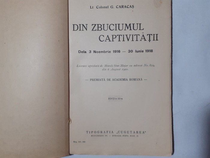 DIN ZBUCIUMUL CAPTIVITATII-LT.COL.G.CARACAS-1940 a1.