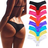 Costum de Baie Slip Model Brazilian in V Creponat la Spate Chiloti Sexy Mini, Mov, S