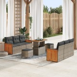 Set Canapea Grădină vidaXL cu Perne Gri Ratan Poliester Acacia, Canapea Grădină vidaXL cu Perne Gri Ratan Poliester, Set Dining Grădină 3 Piese cu Per