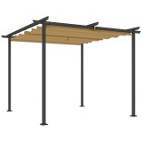 Outsunny Pergolă de Grădină cu Acoperiș Retractabil și Cadru Metalic, 300x300x227 cm, Bej | Aosom Romania