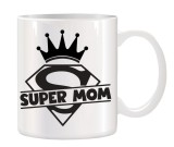 Cana alba ceramica personalizata Super Mom, INOVATIX&reg;. 330ml