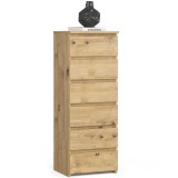 Comoda, placa laminata, 6 sertare, stejar artisan, 40x35x109 cm, Akord Furniture Factory