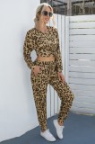 X701-99 Pijama casual din bluza si pantaloni cu print leopard, L, M, S/M, XL