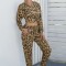 X701-99 Pijama casual din bluza si pantaloni cu print leopard