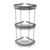 Etajera de colt pentru baie, din aluminiu, 3 rafturi, negru mat, 220 x 220 x 580 mm