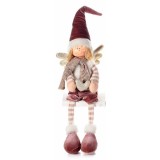 Figurina Inger Boy din portelan si textil alb visiniu bej 17x10x41 cm