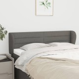Cumpara ieftin Tăblie de pat cu aripioare gri &icirc;nchis 147x23x78/88 cm textil