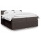 vidaXL Pat box spring cu saltea, maro &icirc;nchis, 200x200 cm, textil 3287559