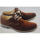 Pantofi barbati casual din piele naturala intoarsa maro - 857MD
