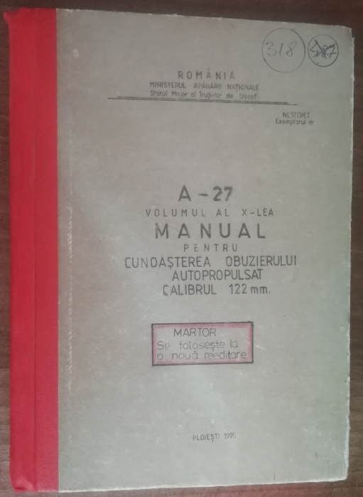 myh 537- Manual artilerie - 1995 - piesa de colectie