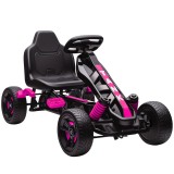 AIYAPLAY Kart cu pedale pentru copii, karting copii 3-6 ani cu ambreiaj automat, fr&acirc;nă, roți EVA antiderapante, roz | Aosom Romania