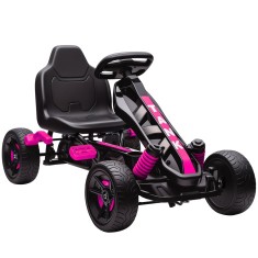 AIYAPLAY Kart cu pedale pentru copii, karting copii 3-6 ani cu ambreiaj automat, fr&acirc;nă, roți EVA antiderapante, roz | Aosom Romania
