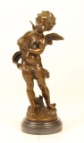 Ingeras cantand la cimbale-statueta din bronz pe un soclu din marmura BR-101, Religie