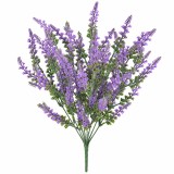 Planta artificiala lavanda decorativa, 44 cm, 9 ramuri, mov-verde, set 2 buc
