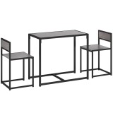 HOMCOM Set bar 3 piese, 2 scaune, 1 masă, 90 cm x 47 cm x 76 cm, Gri | Aosom Romania